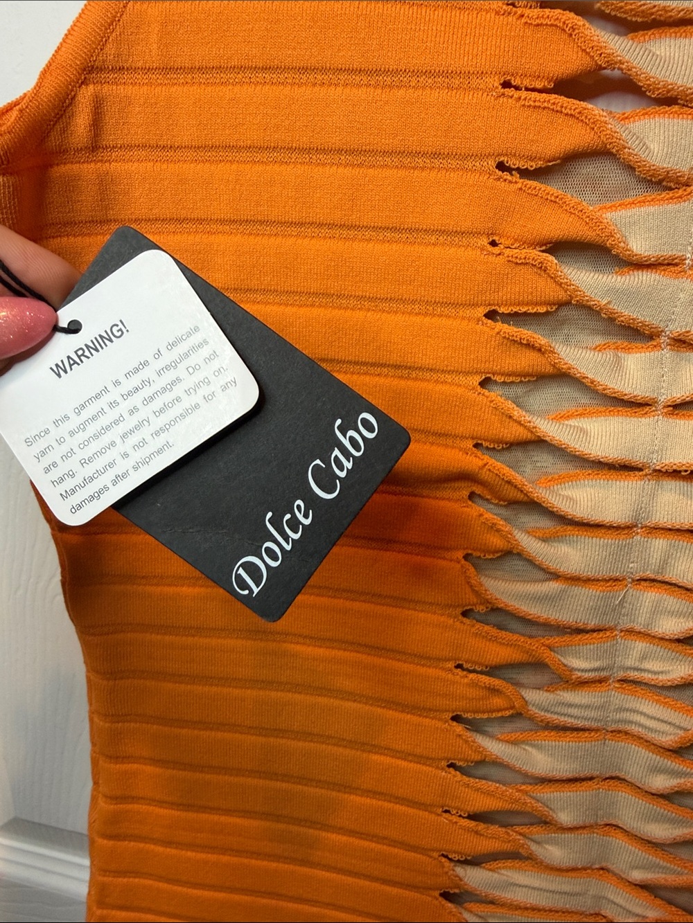 Dolce Cabo Orange Ribbed Ladder-Cut Tank - Picture 7 of 7